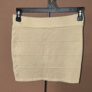 Zenana Outfitters Cream Ribbed Pencil Mini Skirt